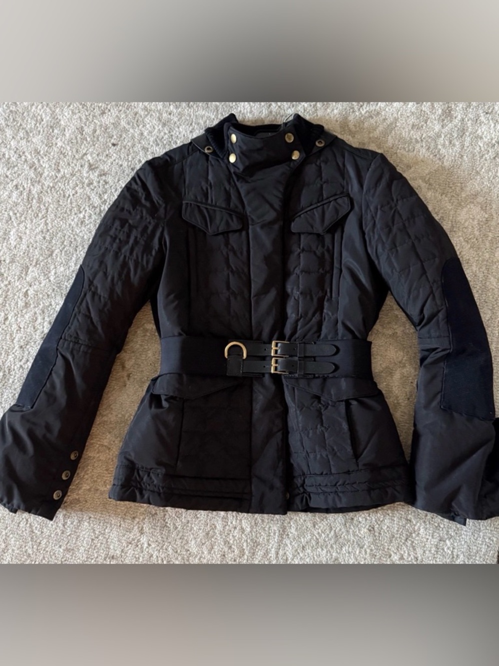 🦊💕Authentic Gucci Signature  belt down Jacket removable real Fox fur collar